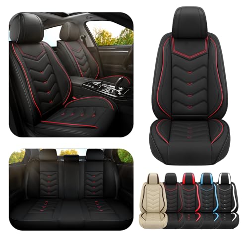 Image of ADERN Car Seat Covers for Jeep Wrangler 2000-2026, Premium Nappa Leather Car Seat Cover, Stylish Sport Seat Covers, Automobile Seat Cover Sets.(Standard 5 Seats /Black)