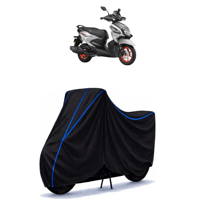 Image of Scooty Cover Water Resistant for Ray ZR 125 FI BS6 | Universal Scooter & Bike Cover | Heavy Duty UV Dust, Rain & Scratch Protection Weather Indoor Outdoor | Black with Blue Piping