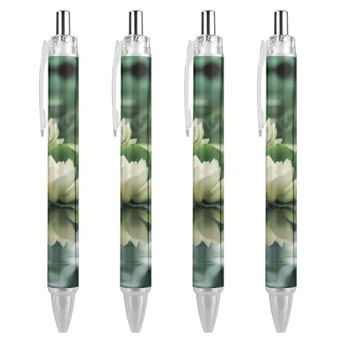 Bolígrafos retráctiles estéticos de flor de loto para apuntes de oficina y papelería escolar
