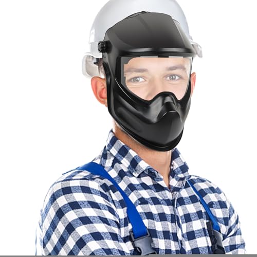 溶接フード - UVカット フェイスシールド - 全面UV保護・防塵設計の広視界溶接マスク アーク切断・配管・MIG溶接・金属作業・自動車・産業・建設作業用