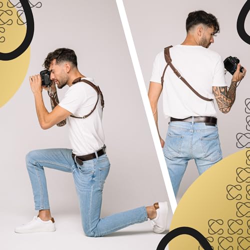 Image of C Coiro Leather Camera Strap Crossbody for DSLR, Mirrorless - Secure Dual Mount, Quick Release for Professional Photography