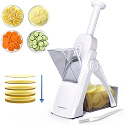 SupMaKin Safe Mandoline Slicer for Kitchen, Potato Slicer for Chips, Vegetable & Food Slicer,Thickness Adjustable 0.1-8 mm, Kitchen Faster Slice Artifact White (Only Slice)