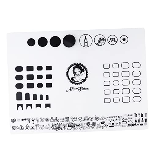 SAFIGLE Alfombrilla de Silicona para Manicura Tapete de Práctica de Diseño A Protección de Mesa para Decoración de Uñas Guía para Pegatinas de Esmalte y de Uñas Accesorios