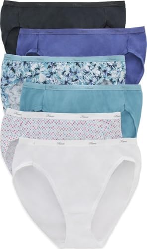 Hanes women's Hi-Cut Panties Pack, Lightweight Cotton Hi-Cuts, 6-Pack (Retired, Colors May Vary)