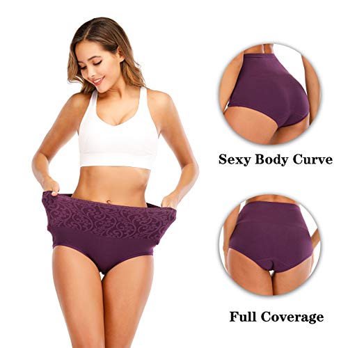 Senllori Women Cotton Underwear High Waist Panties Ladies Panty Plus Size Briefs Multipack3