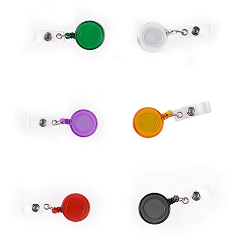Cosmos 6 PCS Different Colors Plastic Retractable reel with Belt Clip for ID Badge