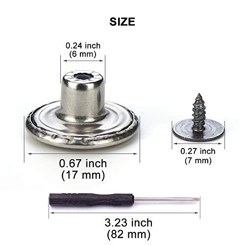 15 Sets Replacement Jeans Buttons, 17Mm No-Sew Nailess Removable Metal Jeans Button Replacement Repair Combo Thread Rivets And Screwdrivers #TOP3