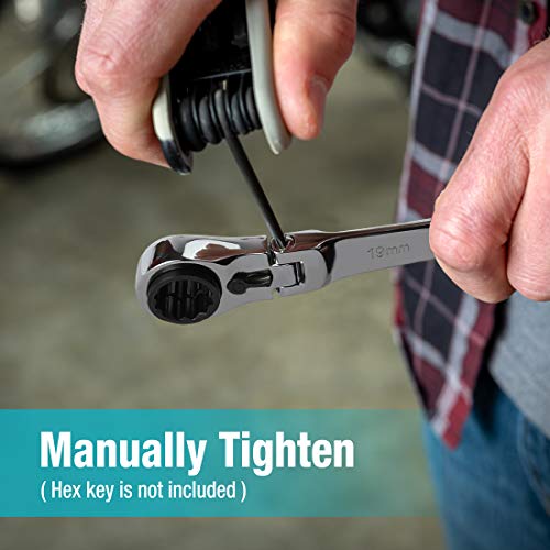 DURATECH 4-in-1 Flex-Head Reversible Ratcheting Box Wrench Set, Metric, 2-Piece, 8mm to 19mm, 12 Point, CR-V, with Rolling Pouch