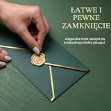 Zestaw 10 kopert ślubnych z zaproszeniami ze złotymi naklejkami, koperty w kształcie litery V na kartki z życzeniami i biznesowe, 10,5 x 24 cm, 5 x ciemnozielone i 5 x czerwone wino