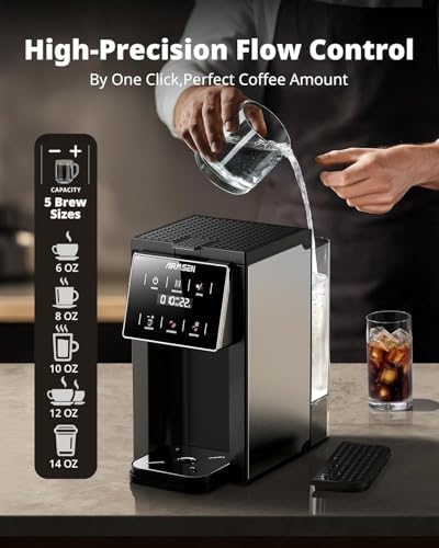 AIRMSEN Grind and Brew Coffee Maker, Single Serve with Built-In Grinder, Compatible with K-Cup Pods & Ground Coffee, 1000W Fast 6-14 oz Brewing, Touchscreen, 50 oz Removable Tank - 3