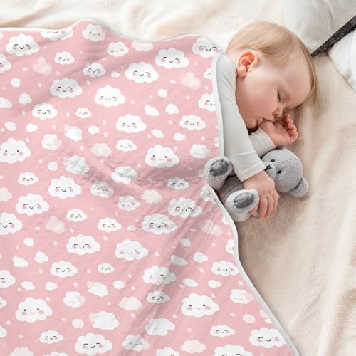 Image of Toddler Blanket for Boys Girls Soft Warm Multi Use Wrap Swaddle for Infant Toddler Kid Crib Bedding 30X40in Clouds