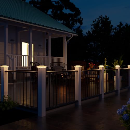 VOLISUN Solar Post Cap Light Outdoor Waterproof 6pack,Solar Fence - Post Lights for 4x4 5x5 6x6 Wooden/Vinyl Post,White Deck Post Cap Light Solar Powered with Warm White for Garden/Patio/Porch by VOLISUN - Image 7