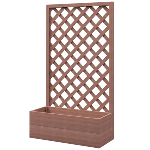 Spacious Raised Garden Bed with Integrated Lattice Trellis, Outdoor Construction