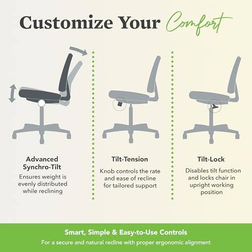 Image of HON Nucleus Office Chair Ergonomic Desk Chair Suspended Seat Mesh Back for Home Office, Task Work - Synchro-Tilt Recline, Swivel Wheels, Adjustable Lumbar Support & Armrests, Black Frame, Gray