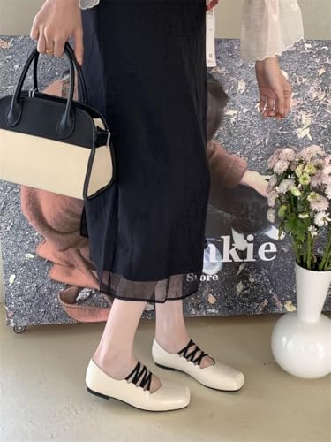 Square Toe Mary Jane Ballet Flats for Women Vintage Strappy Crisscross Ankle Strap Comfortable Walking Shoes Office Work Casual Weekend Wear4