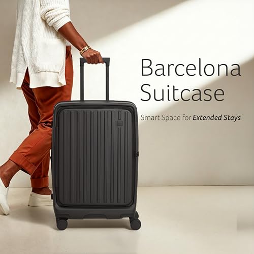 Image of Acer Barcelona Suitcase, 25 inch Check-in, with 360 Degree Spin 8 Wheels, TSA Lock, Top Opening, Expandable, Recycled Polyseter Material, Black