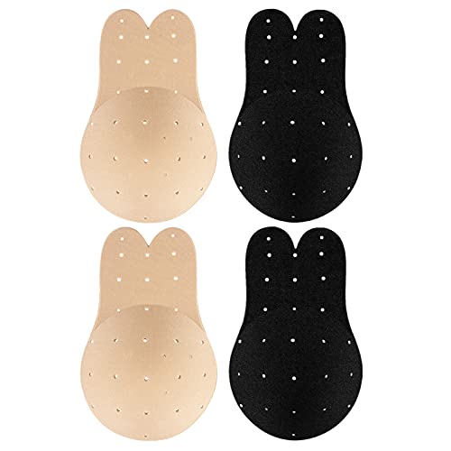 2 Pairs Sticky Bra Adhesive Bra Invisible Backless Bra,Push Up Lift Nipple Covers Reusable Strapless Rabbit Bra for Women(A/B)