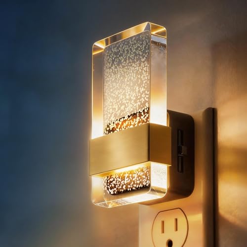 Image of DORESshop LED Night Lights Plug Into Wall, 0-100LM Dimmable Nightlight | Bubble Decorative Night Light with Dusk-to-Dawn Sensor, Wall Sconce-Style Design Nightlights for Bathroom, Hallway,Stairway