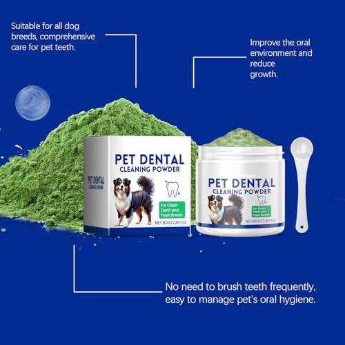 Hundeatemerfrischer Pulver- 80 g sanftes Hundehygienepulver | Geruchloser Welpenzahnreiniger mit Schaufel, Hundezähnenerfrischer zur Entfernung von, erfrischt den, unterstützt gesundes-3