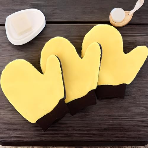 Naseom 2 Stück Autowaschhandschuhe, Mikrofaser Autopflegehandschuhe, Die Ultimative Wahl für Professionelle Reinigung Engster Räume und Vielzweckfelgen - Extrem Saugstark und Schmutzfrei (23x19 cm)