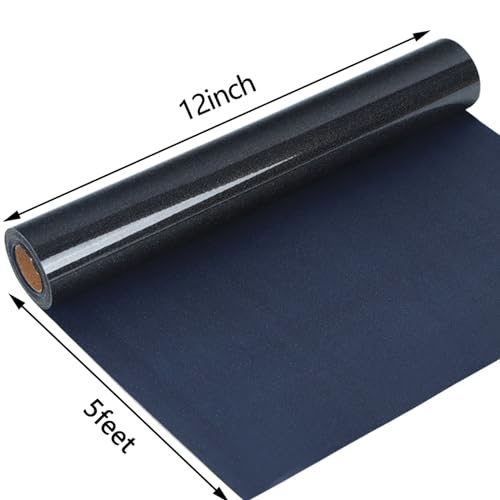Image of guangyintong Heat Transfer Vinyl Glitter Black HTV Rolls, 12 inch x 5ft Iron on Vinyl for T Shirts, Glitter Black HTV Vinyl for All Cutter Machine Easy to Cut & Weed for Heat Vinyl DIY Design