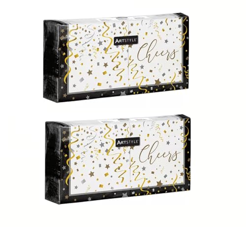(2 Pack) Artstyle Silver and Gold Celebration Lunch Napkins, 6.5" (200 ct.)