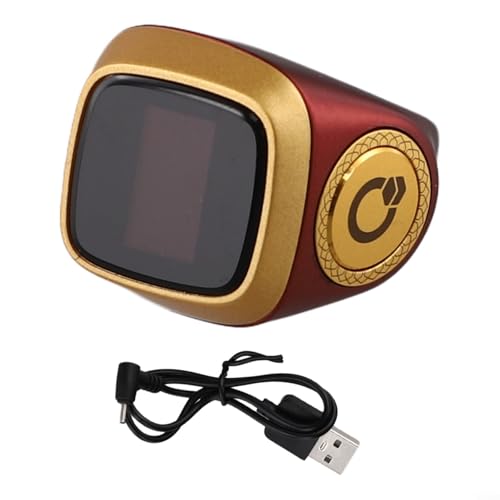 JGmotorfi IQibla Smart per anello Zikr impermeabile con contatore digitale, display e sistema di vibrazione intelligente per promemoria del tempo di preghiera musulmana tramite app (colore curry da 18