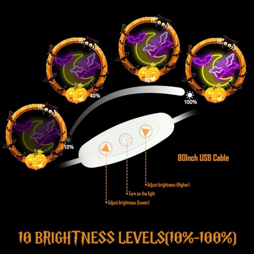 Image of Halloween Neon Sign Moon Flying Neon Bat Sign Led Halloween Decorations Halloween Flying Bat Lights Halloween Led Sign Gothic Neon Sign for Halloween Party Wall Decor Window