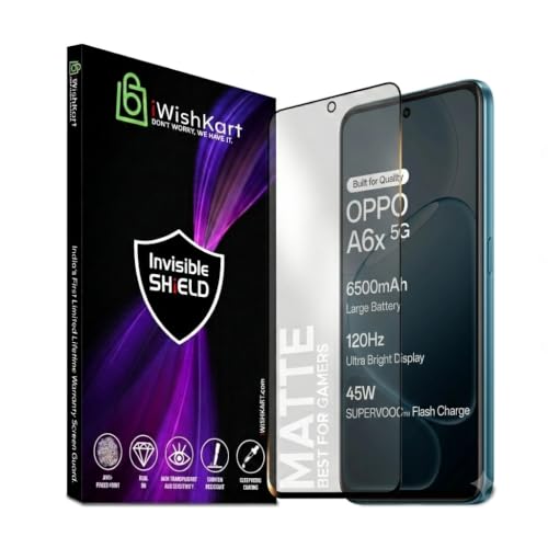 Image of Military Grade compatible with Oppo A6x 5G Matte Anti Fingerprint Scratch Resistant Tempered Glass screen guard protector [With Warranty] Full Edge to Edge 9H with Easy Installation kit | 0