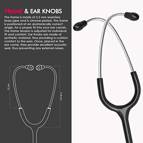 Image of ELKO EL-140 ULTRA II SS Stainless Steel Acoustic Stethoscope | For Doctors, Medical Students & Healthcare Professionals | Dual Head Chestpiece | 5.5mm Brass Pipe Frame | U-Shaped PVC Tubing (Black)