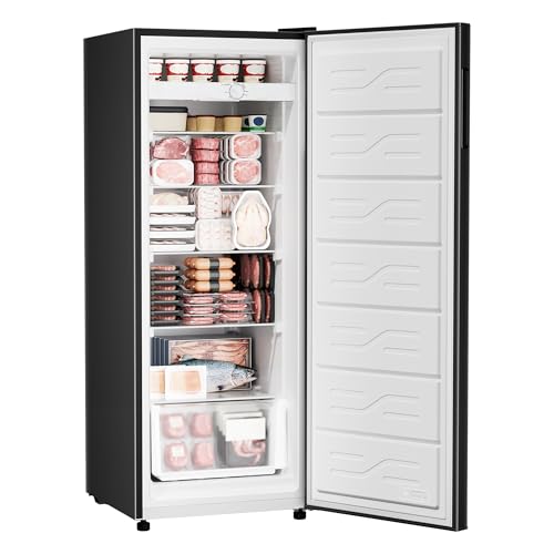 Upright Freezer 7 Cu Ft, Stand Up Freezer, Convertible Upright Freezer/Refrigerator, 5 Adjustable Shelves, Reversible Door, Large Capacity Upright Fridge for Garage, Apartment, Kitchen