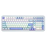 EPOMAKER TH99トライモードワイヤレスメカニカルキーボード ホットスワップ対応カスタム キーボード テンキー付きRGBゲーミングキーボード ガスケットクリーミーキーボードPC/Mac/オフィス/ゲーム用 技適認証取得 (Blue&White, Sea Salt Silent)