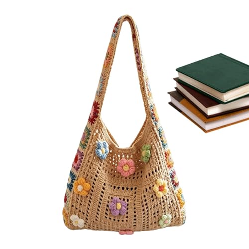 Bolso Boho | Bolso De Mano Floral Boho Hecho A Mano - Cartera Floral Tejida - Para Desplazamientos Diarios, Citas, Verano, Vacaciones, Viajes, Festivales Musicales, Cumpleaños, Chicas Y Mujer