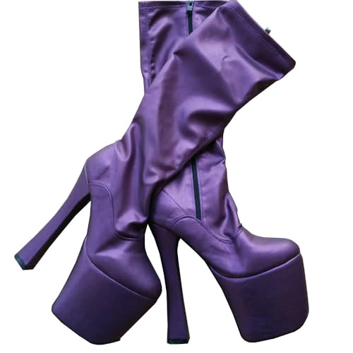 Talons hauts 20 cm ZWCHGJ boots plateforme violet mat pointure 40