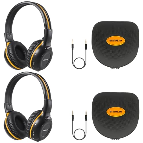 SIMOLIO IR Headphones for Car DVD for uConnect VES, Honda Odyssey, Dodge Grand Caravan, Chrysler Town Country, Jeep, 2 Channel Universal Folding Infrared Headphone w/AUX Cord & Carrying Case, 2 Pack by SIMOLIO - Used condition - US$34.39