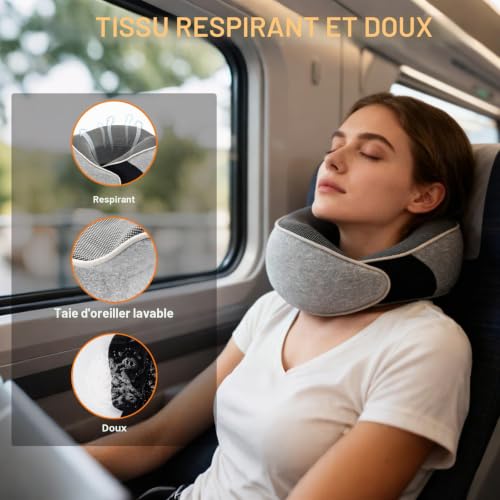 Coussin De Voyage Avion : Coussin de Voyage, Oreiller de Voyage en Mousse Mémoire Coussin Avion... – Image 6