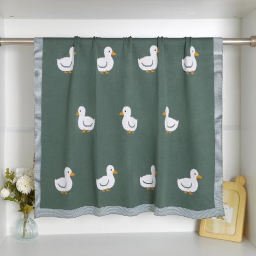 Image of mimixiong Baby Blanket Knit Receiving Boys Girls Blanket Soft Cotton Neutral Blanke for Swaddle Crib Stroller with Cute Sheep (Deep Green-Duck, 30x40 Inch (Pack of 1))