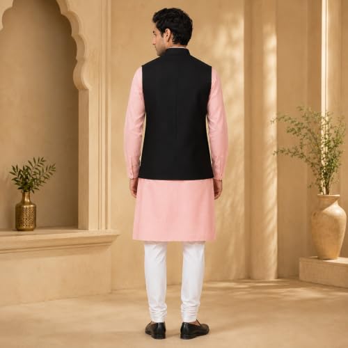 Image of Vastraa Fusion Men's Traditional Woolen Nehru Jacket Modi Waistcoat