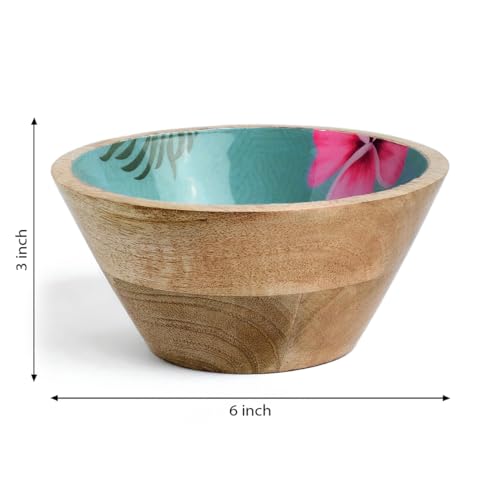 Image of SAAGA Mango Wood Nuts Bowl Set of 2-6 x 3 Inch Decorative Wooden Snack & Dry Fruit Bowls | Soup Serving Katori - Tourmaline Finish