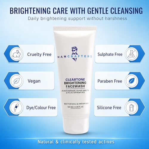 Mancrafters Cleartone Brightening Face Wash for Men | 2% Niacinamide, Alpha Arbutin & Kojic Dipalmitate | For Dark Spots, Pigmentation, Dull & Uneven Skin Tone | Sulphate-Free Face Cleanser | 100 ml - Image 5