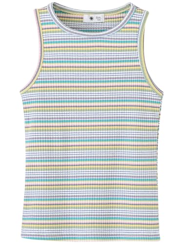 Image of BINIDUCKLING Toddler Tank Top Girls Summer Cute Striped Sleeveless Top 24 Months-8 Years