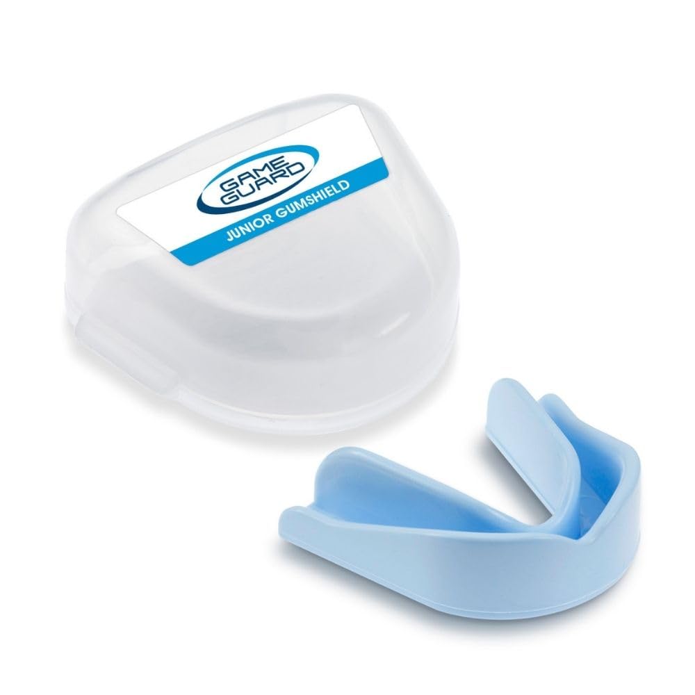 GAME GUARD Boil and Bite Mouth Guard, Mouldable Mouthguard - Junior/Kids/Youth - CE Approved, School Sports, Rugby, Hockey, Martial Arts (Light Blue)