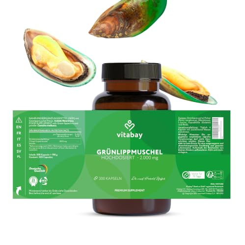 Vitabay Grünlippmuschelextrakt 2000mg – 300 Grünlippmuschel Kapseln