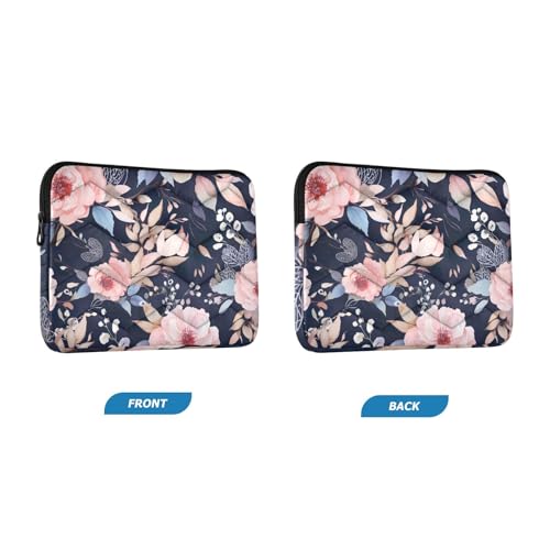 Funda para laptop 13-14 pulgadas con flores blancas y hojas azules miniatura 2