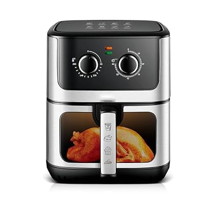 LAVINIAR Large-Capacity Air Fryer, with Viewing Window, 7-Quart, Hot Air Circulation, Adjustable Temperature, Compact and Space-Saving, Quiet Operation, Non-Stick Coating