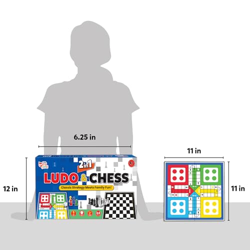 Image of 2 in 1 Ludo and Chess Board Game Set for Kids (Pack of 6) | 11 inchx11 inch Foldable Game Board with Pawns | Birthday Return Gifts for Kids Ages 6 7 8 9 10 11 12 | Gifting Set