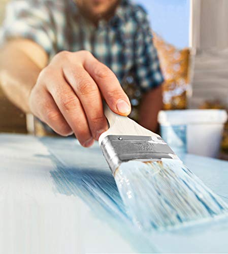 Eterna 6Pack Household Chip Paint Brush 1Inch 2Inch 3Inch Natural Bristles Wooden Handle Flat Brushes Set For Painting, Glue, Oil, Acrylic, Stain #TOP5