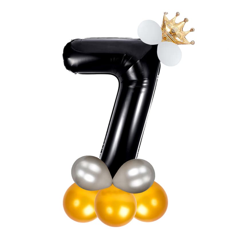 Image of Black 32 Inches Numbers 7 Shape Large Big Foil Helium Balloons For Party Decorations In Happy Birthday Anniversary Office Items Materials Set Pack,1 Piece