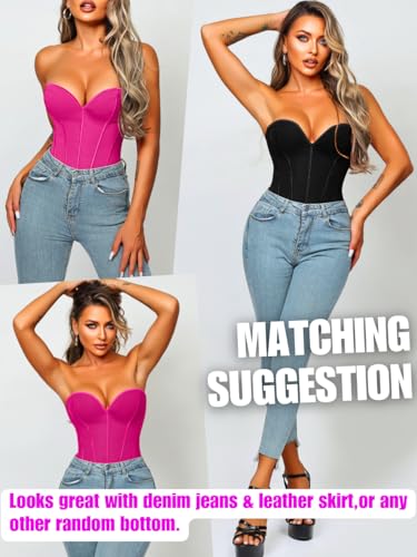 Image of ChiaoLezhee Heart Corset Top For Women, Sexy Concert Outfits Going Out, Strapless Crop Top, Overbust Bustier