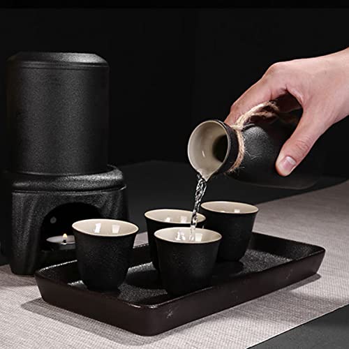 Set de sake ZEMMAL con olla calentadora de cerámica para mantener la bebida caliente 6